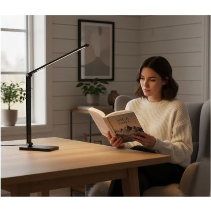 LED stolna lampa s prigušivanjem i bežičnim QI punjenjem NOBLITE Q LED/7W/230V 3000/4000/6500K crna