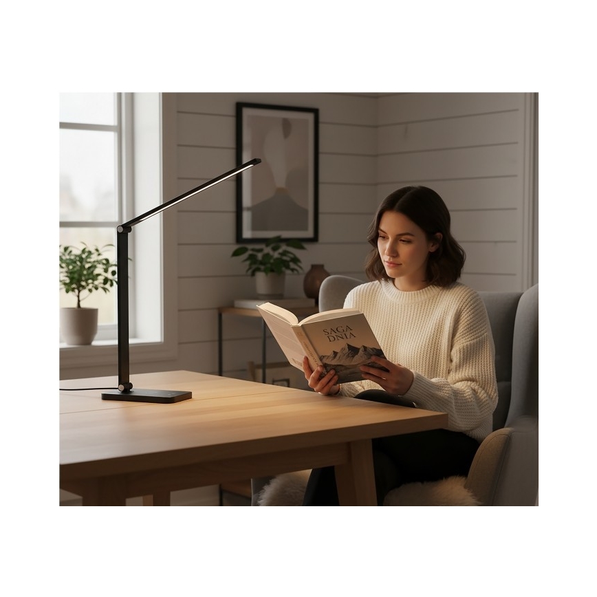LED stolna lampa s prigušivanjem i bežičnim QI punjenjem NOBLITE Q LED/7W/230V 3000/4000/6500K crna
