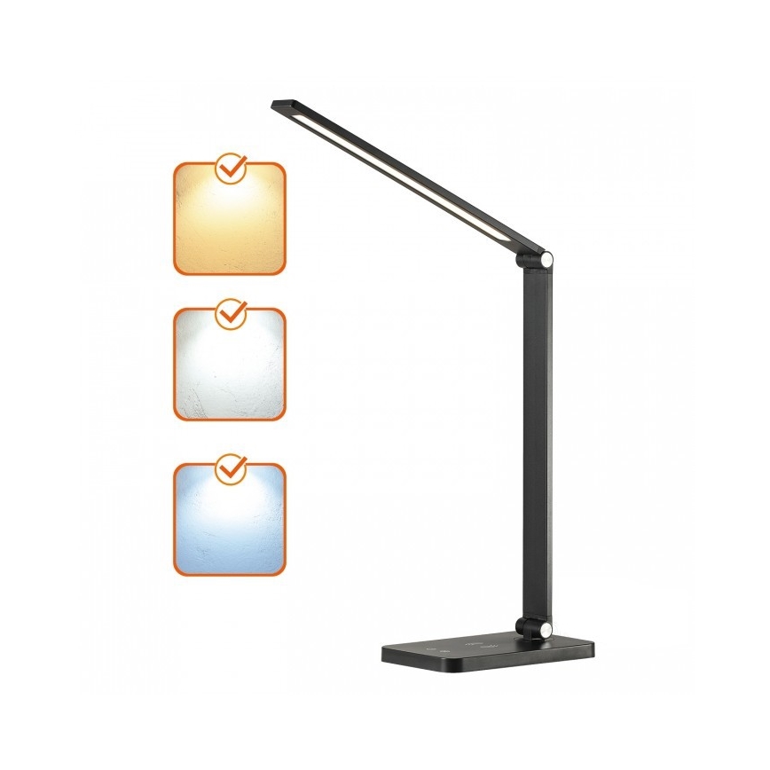 LED stolna lampa s prigušivanjem i bežičnim QI punjenjem NOBLITE Q LED/7W/230V 3000/4000/6500K crna