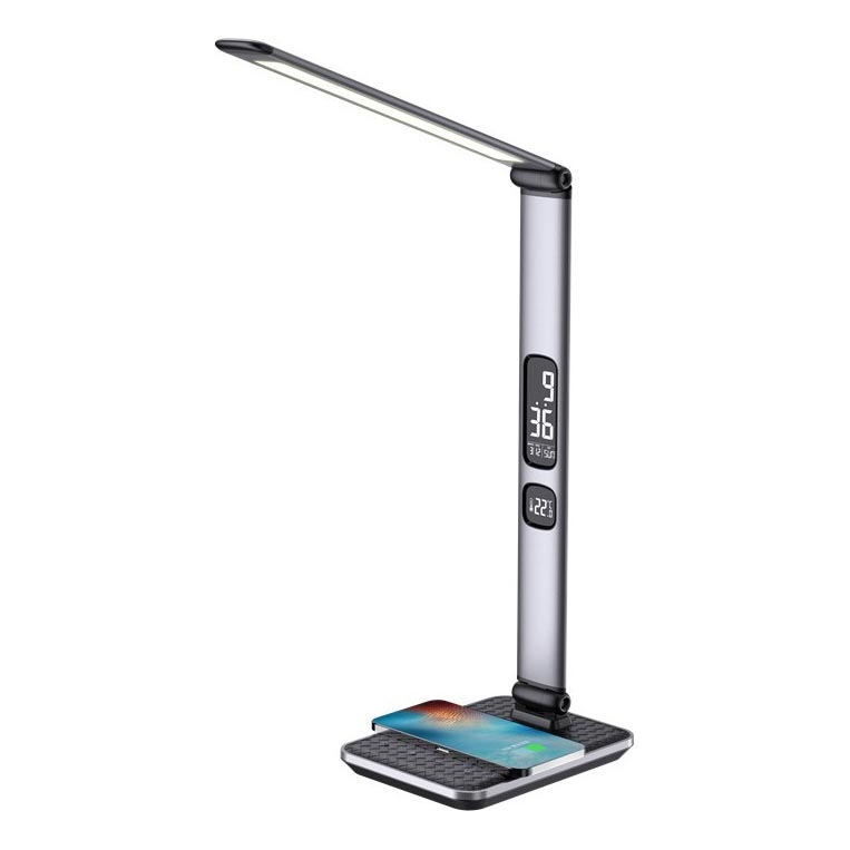 LED stolna lampa s prigušivanjem LED/8,5W/230V s bežičnim punjenjem, srebrna