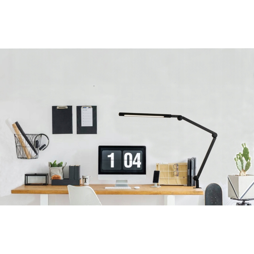 LED stolna lampa s prigušivanjem, dodirna, fleksibilna, s kopčom LED/12W/230V 3000/4000/6000K crna
