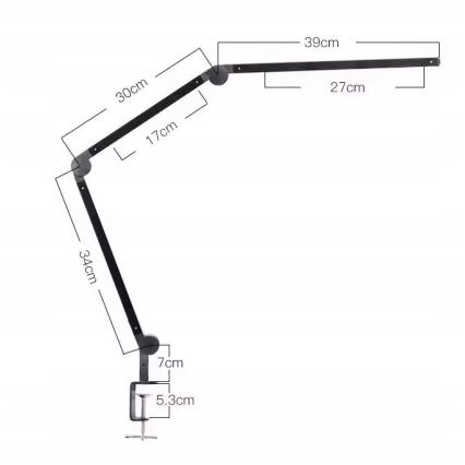 LED stolna lampa s prigušivanjem, dodirna, fleksibilna, s kopčom LED/12W/230V 3000/4000/6000K crna