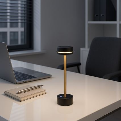LED stolna lampa SAM, prigušiva i punjiva, LED/5W/5V, crna/zlatna