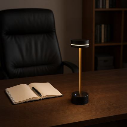 LED stolna lampa SAM, prigušiva i punjiva, LED/5W/5V, crna/zlatna