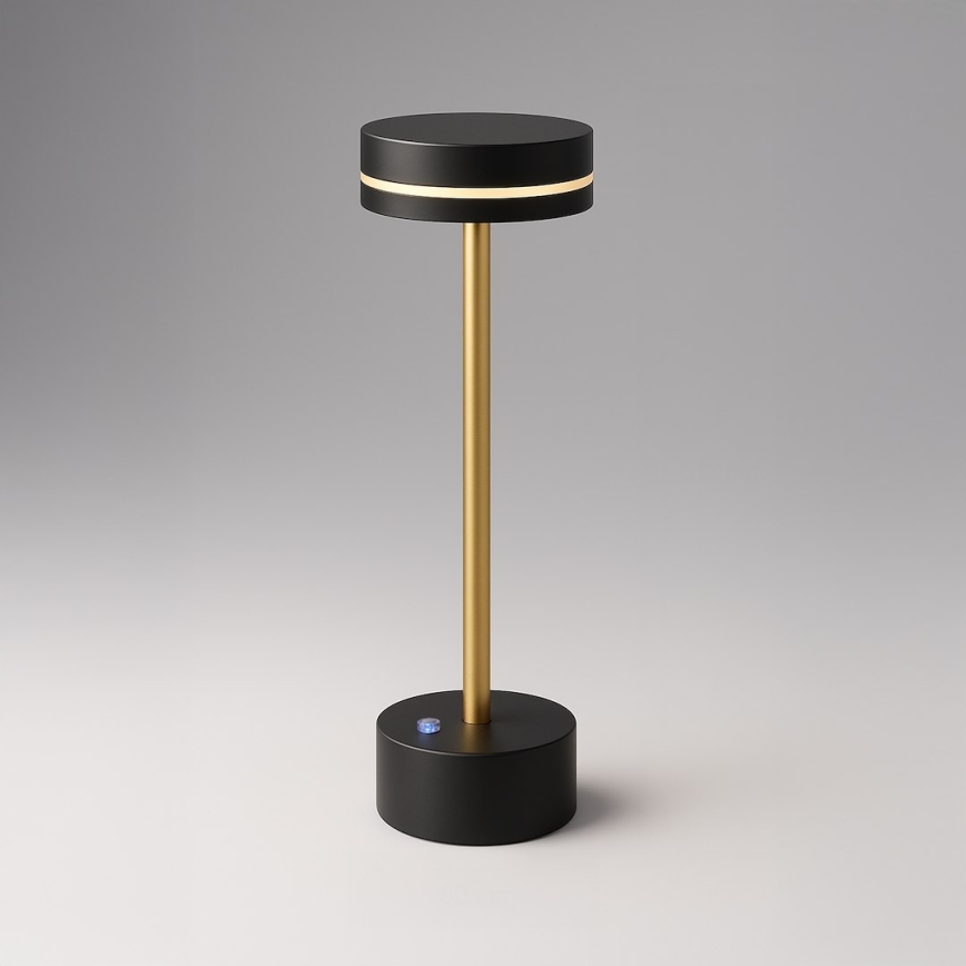 LED stolna lampa SAM, punjiva i s mogućnošću prigušivanja, LED/5W/5V, 3600 mAh, crna/zlatna