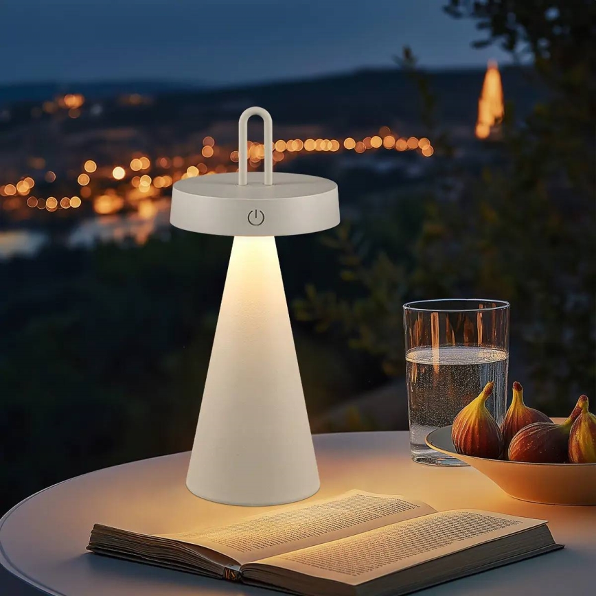 LED vanjska punjiva dodirna stolna lampa HALO s mogućnošću prigušivanja LED/1,5W/3,7V 3000 mAh IP44 siva