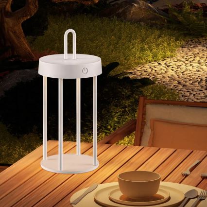 LED vanjska punjiva dodirna stolna lampa s mogućnošću podešavanja svjetline GENTLE LED/1,5W/3,7V 3000 mAh IP44 bijela