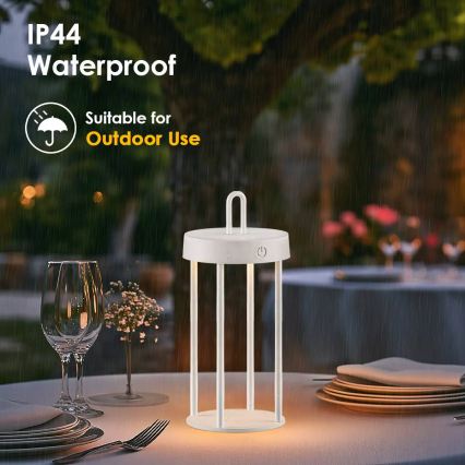 LED vanjska punjiva dodirna stolna lampa s mogućnošću podešavanja svjetline GENTLE LED/1,5W/3,7V 3000 mAh IP44 bijela