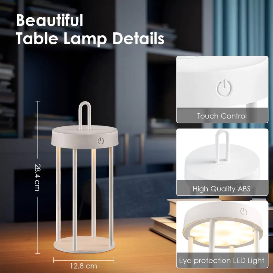 LED vanjska punjiva dodirna stolna lampa s mogućnošću podešavanja svjetline GENTLE LED/1,5W/3,7V 3000 mAh IP44 bijela