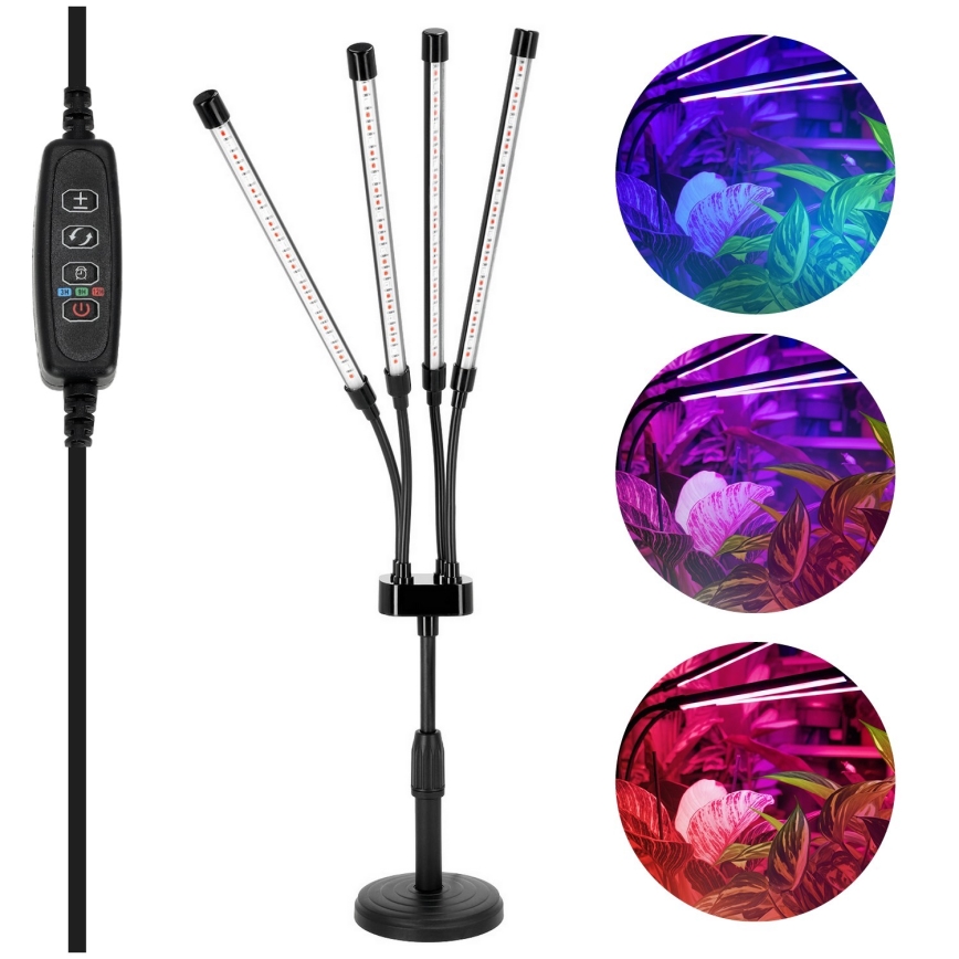 LED fleksibilna stolna lampa za uzgoj biljaka VITARO, s mogućnošću prigušivanja, 4xLED/10W/230V, crna