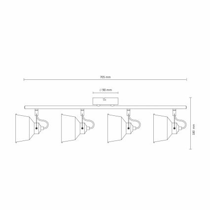 LED Stropna nadgradna svjetiljka 4xE14/8W/230V