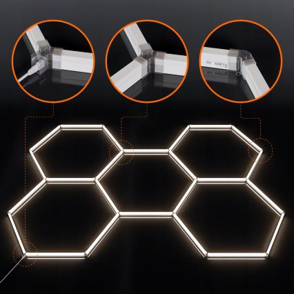 LED stropna svjetiljka HEXAGON LED/240W/85-265V 4000K 298x209 cm CRI 90 IP44 bijela