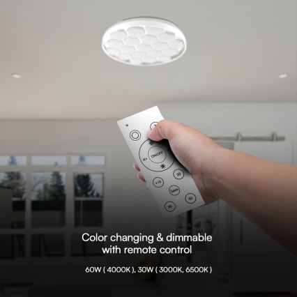 LED stropna svjetiljka s prigušivanjem LED/60W/230V 3000/4000/6500K promjer 49 cm + daljinski upravljač