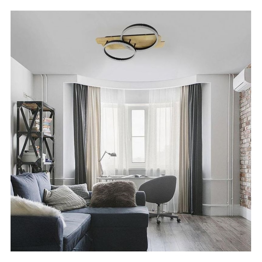 LED Dimmabilno stropno svjetlo LED/70W/230V 3000-6500K hrast + daljinski upravljač