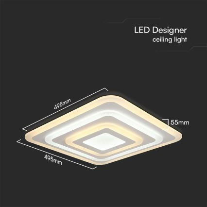 LED stropna svjetiljka s prigušivanjem LED/77W/230V 3000-6500K 49,5x49,5 cm + daljinski upravljač
