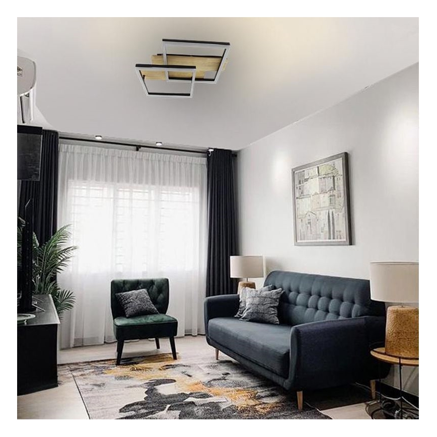 LED Dimmabilno stropno svjetlo LED/85W/230V 3000-6500K hrast + daljinski upravljač