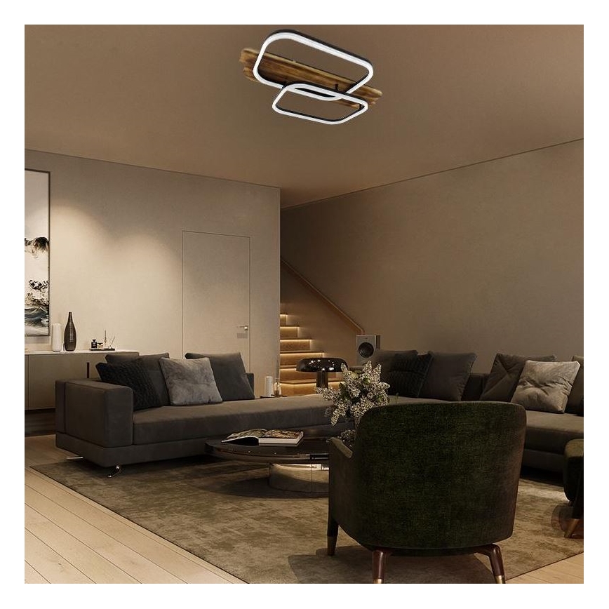 LED Dimmabilno stropno svjetlo LED/95W/230V 3000-6500K hrast + daljinski upravljač