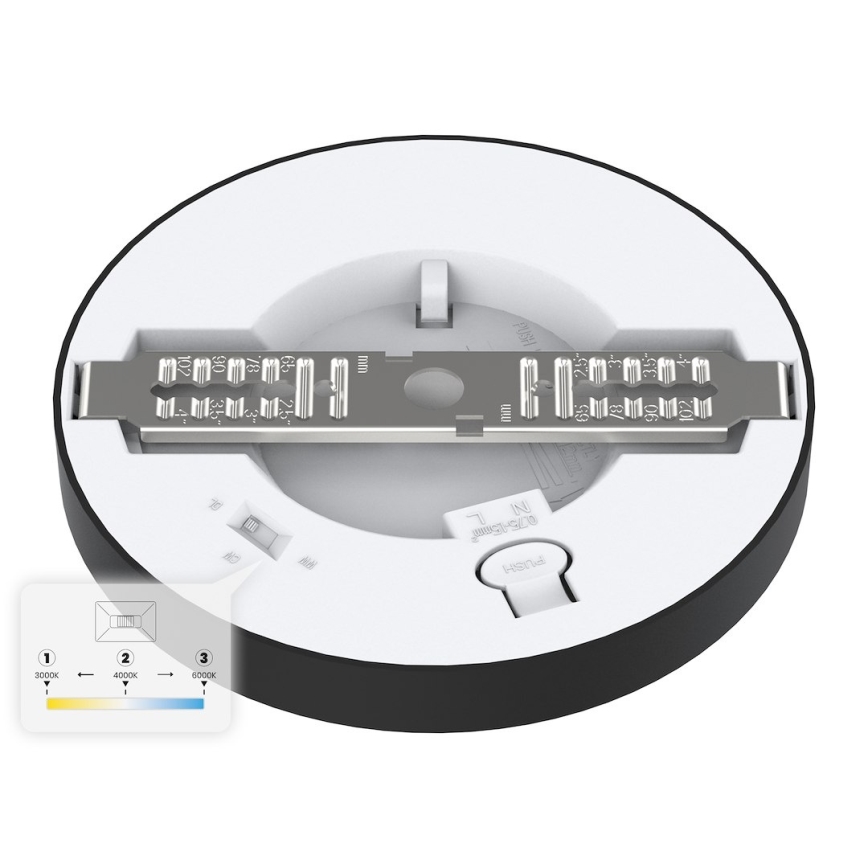 LED stropna svjetiljka EVORA LED/6W/230V 3000/4000/6000K Ø 14 cm crna