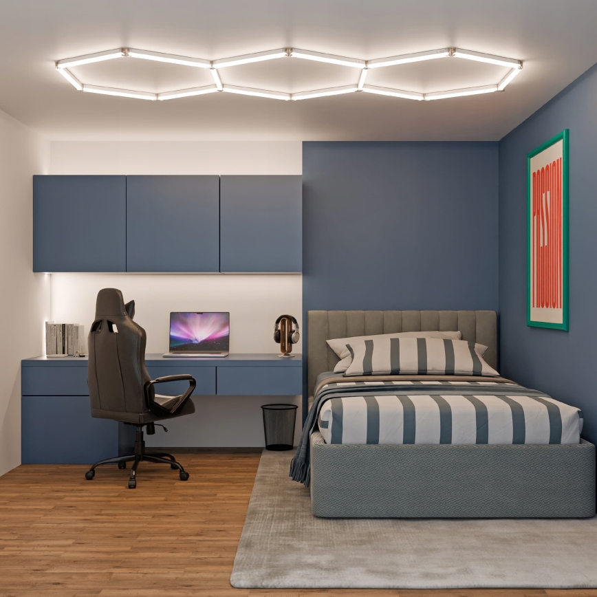 LED stropna svjetiljka HEXAGON LED/128W/85-265V 4000K 248x97 cm CRI 90 IP54 bijela