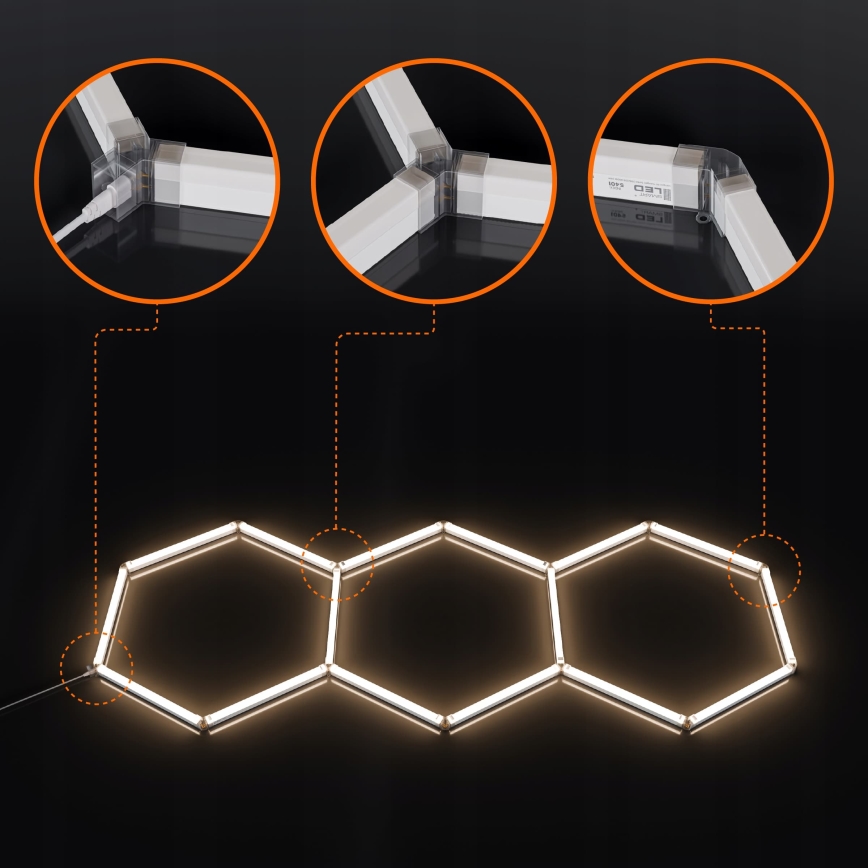 LED stropna svjetiljka HEXAGON LED/128W/85-265V 4000K 248x97 cm CRI 90 IP54 bijela