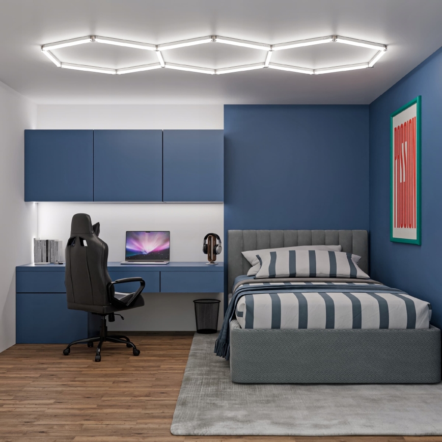 LED stropna svjetiljka HEXAGON LED/128W/85-265V 6000K 248x97 cm CRI 90 IP54 bijela