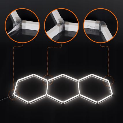 LED stropna svjetiljka HEXAGON LED/128W/85-265V 6000K 248x97 cm CRI 90 IP54 bijela