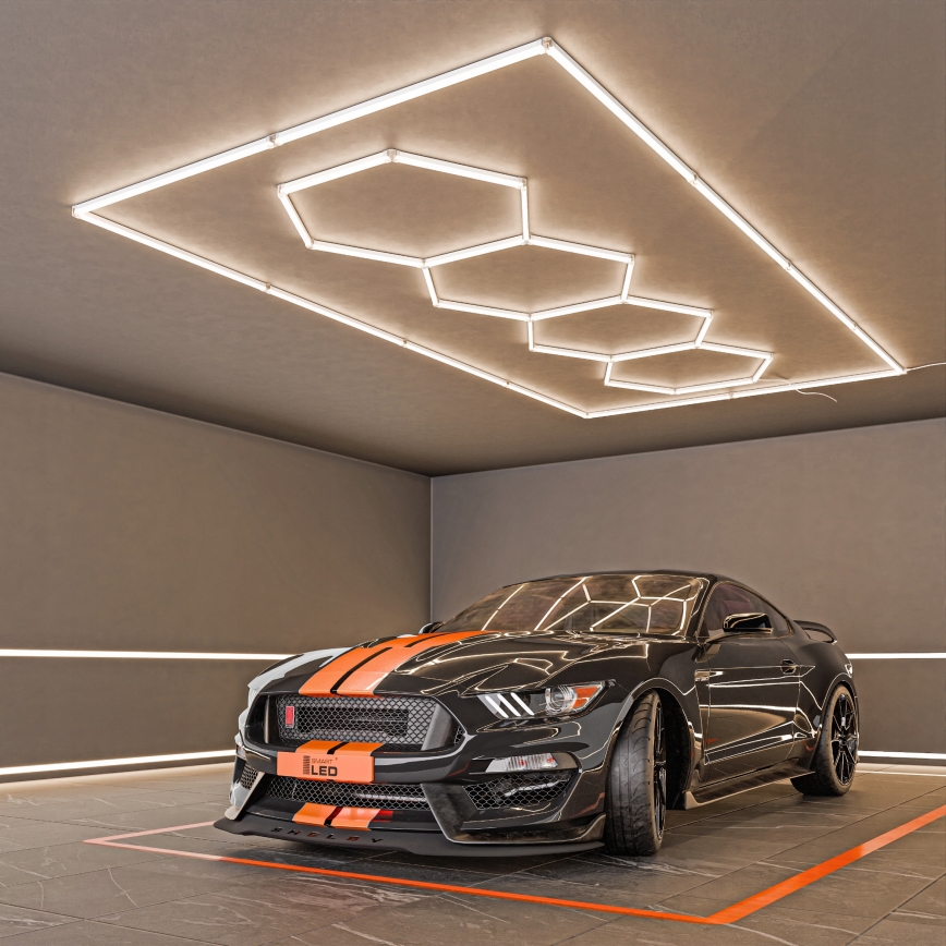 LED Stropna svjetiljka HEXAGON LED/384W/85-265V 4000K 484x243 cm CRI 90 IP54 bijela