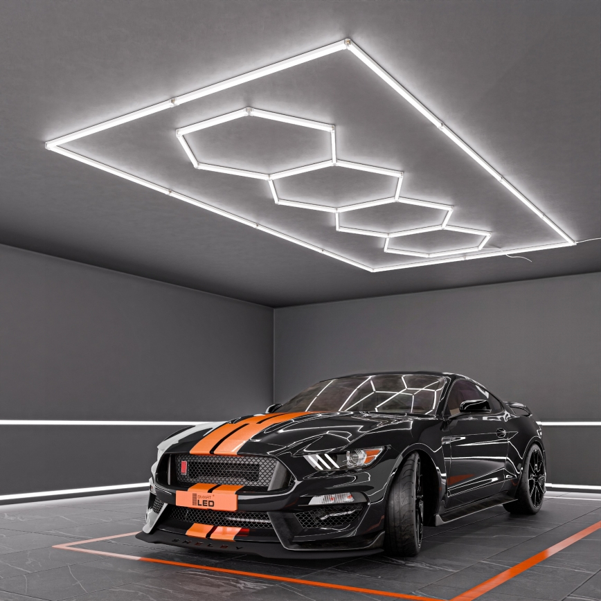 LED Stropna svjetiljka HEXAGON LED/384W/85-265V 6500K 484x243 cm CRI 90 IP54 bijela