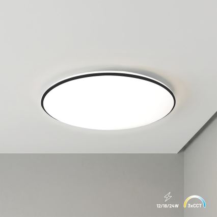 LED stropno svjetlo HUGO LED/12/18/24W/230V 3000/4000/6500K Ø 30 cm IP54 crno