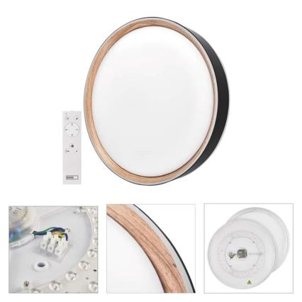 LED prigušiva stropna svjetiljka ILVI LED/30W/230V 2700-6500K Ø 40 cm crna/bež + daljinski upravljač