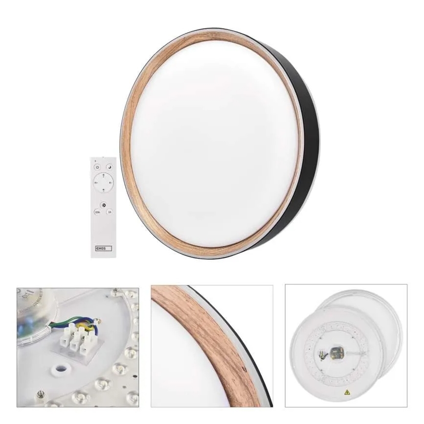 LED prigušiva stropna svjetiljka ILVI LED/30W/230V 2700-6500K Ø 40 cm crna/bež + daljinski upravljač