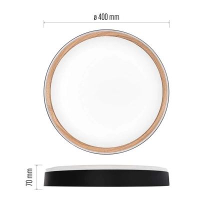 LED prigušiva stropna svjetiljka ILVI LED/30W/230V 2700-6500K Ø 40 cm crna/bež + daljinski upravljač