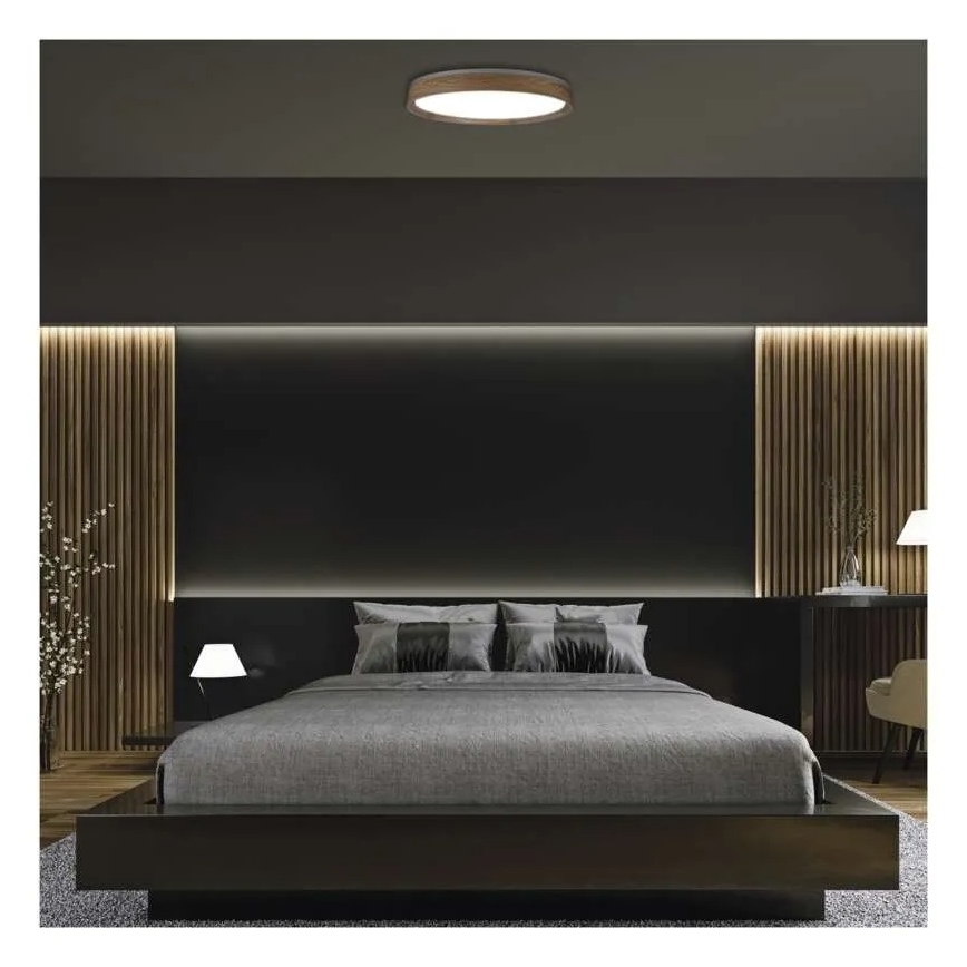 LED prigušivo stropno svjetlo ILVI LED/45W/230V 2700-6500K promjera 50 cm, drveni dekor + daljinsko upravljanje