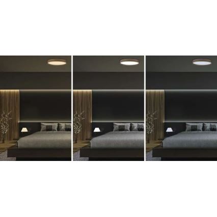 LED prigušivo stropno svjetlo ILVI LED/45W/230V 2700-6500K promjera 50 cm, drveni dekor + daljinsko upravljanje