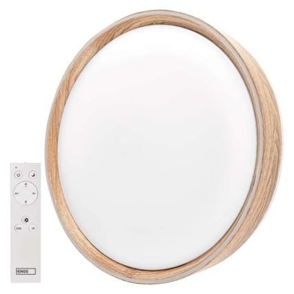 LED prigušivo stropno svjetlo ILVI LED/45W/230V 2700-6500K promjera 50 cm, drveni dekor + daljinsko upravljanje