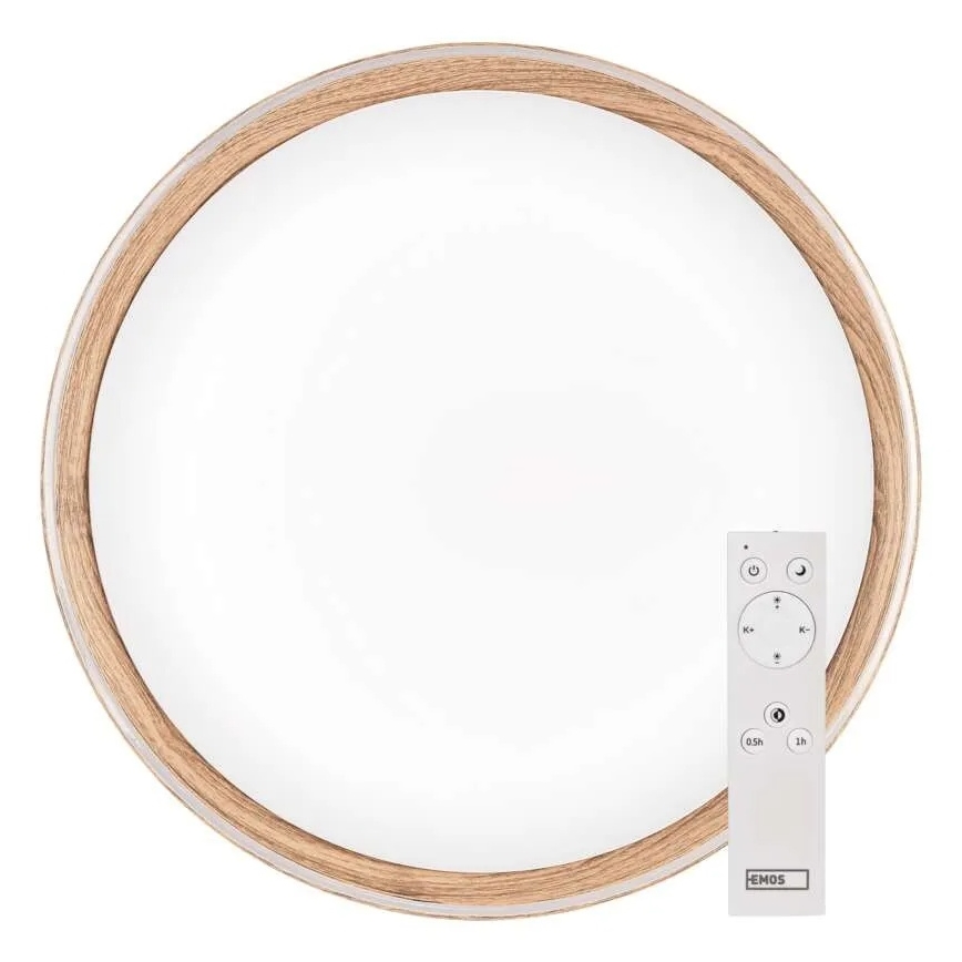 LED prigušivo stropno svjetlo ILVI LED/45W/230V 2700-6500K promjera 50 cm, drveni dekor + daljinsko upravljanje
