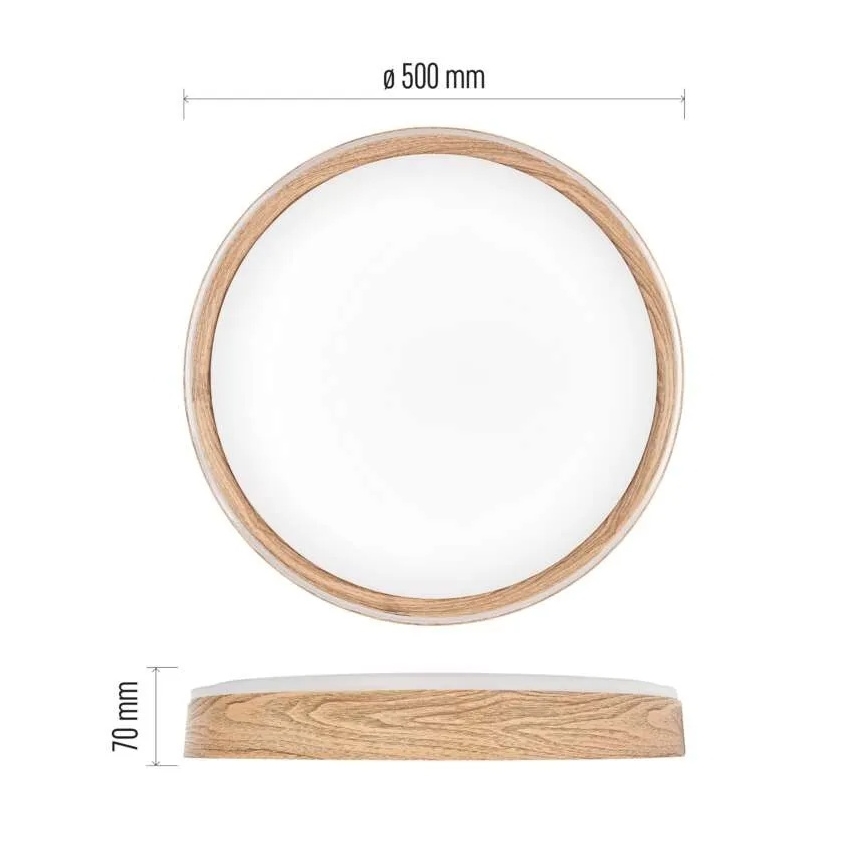 LED prigušivo stropno svjetlo ILVI LED/45W/230V 2700-6500K promjera 50 cm, drveni dekor + daljinsko upravljanje