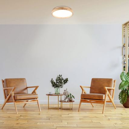 LED Stropna svjetiljka JANUSZ LED/12W/230V pr. 27 cm IP44 hrast