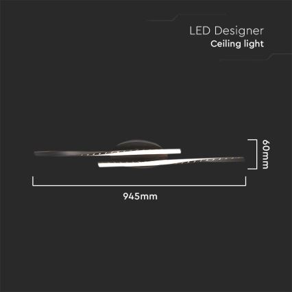 LED Stropna svjetiljka LED/12W/230V 3000K 94,5 cm crna