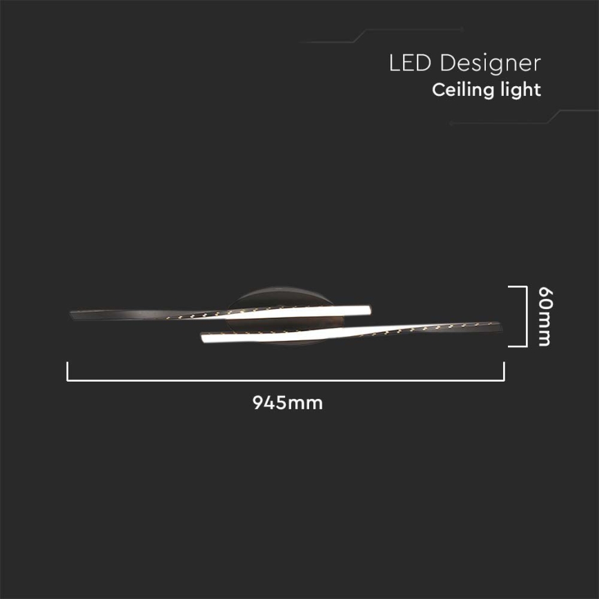 LED Stropna svjetiljka LED/12W/230V 3000K 94,5 cm crna
