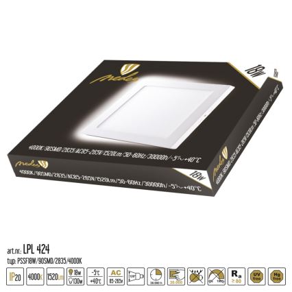 LED Stropna svjetiljka LED/18W/230V 4000K 22,5x22,5 cm