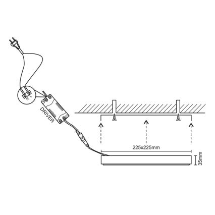 LED Stropna svjetiljka LED/18W/230V 4000K 22,5x22,5 cm