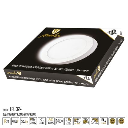 LED Stropna svjetiljka LED/18W/230V 4000K pr. 22,5 cm