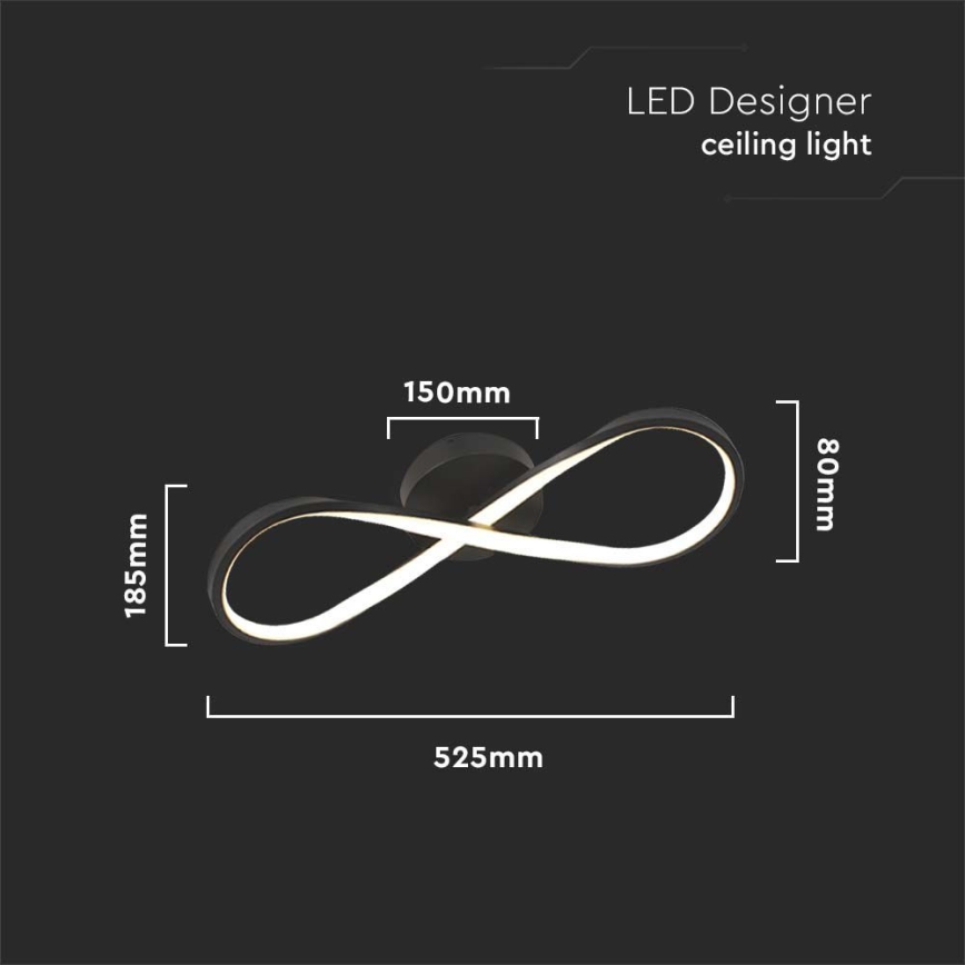 LED Stropna svjetiljka LED/24W/230V 3000K crna