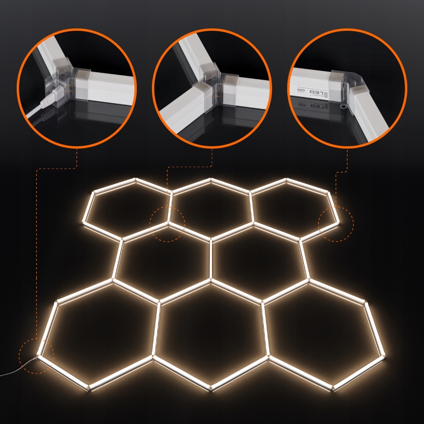 LED stropna svjetiljka HEXAGON LED/280W/85-265V 4000K 313x298 cm CRI 90 IP54 bijela