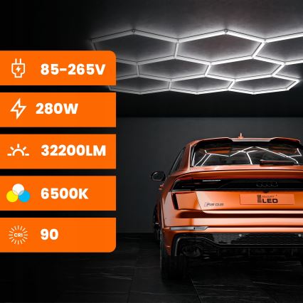 LED stropna svjetiljka HEXAGON LED/280W/85-265V 6500K 313x298 cm CRI 90 IP54 bijela