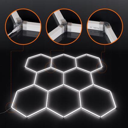 LED stropna svjetiljka HEXAGON LED/280W/85-265V 6500K 313x298 cm CRI 90 IP54 bijela