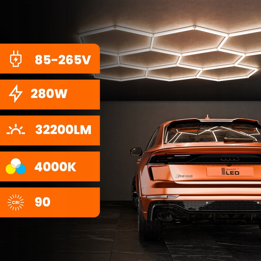 LED stropna svjetiljka HEXAGON LED/350W/85-265V 4000K 313x298 cm CRI 90 IP44 bijela
