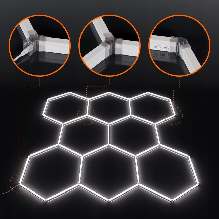 LED stropna svjetiljka HEXAGON LED/350W/85-265V 4000K 313x298 cm CRI 90 IP54 bijela