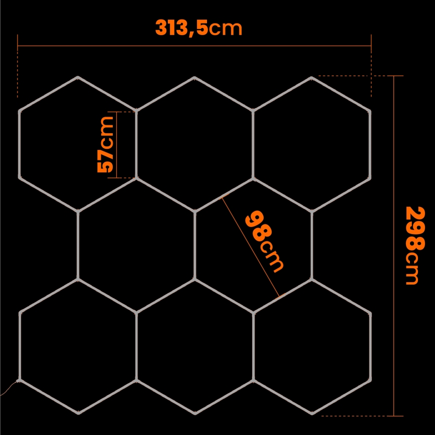 LED stropna svjetiljka HEXAGON LED/350W/85-265V 4000K 313x298 cm CRI 90 IP54 bijela